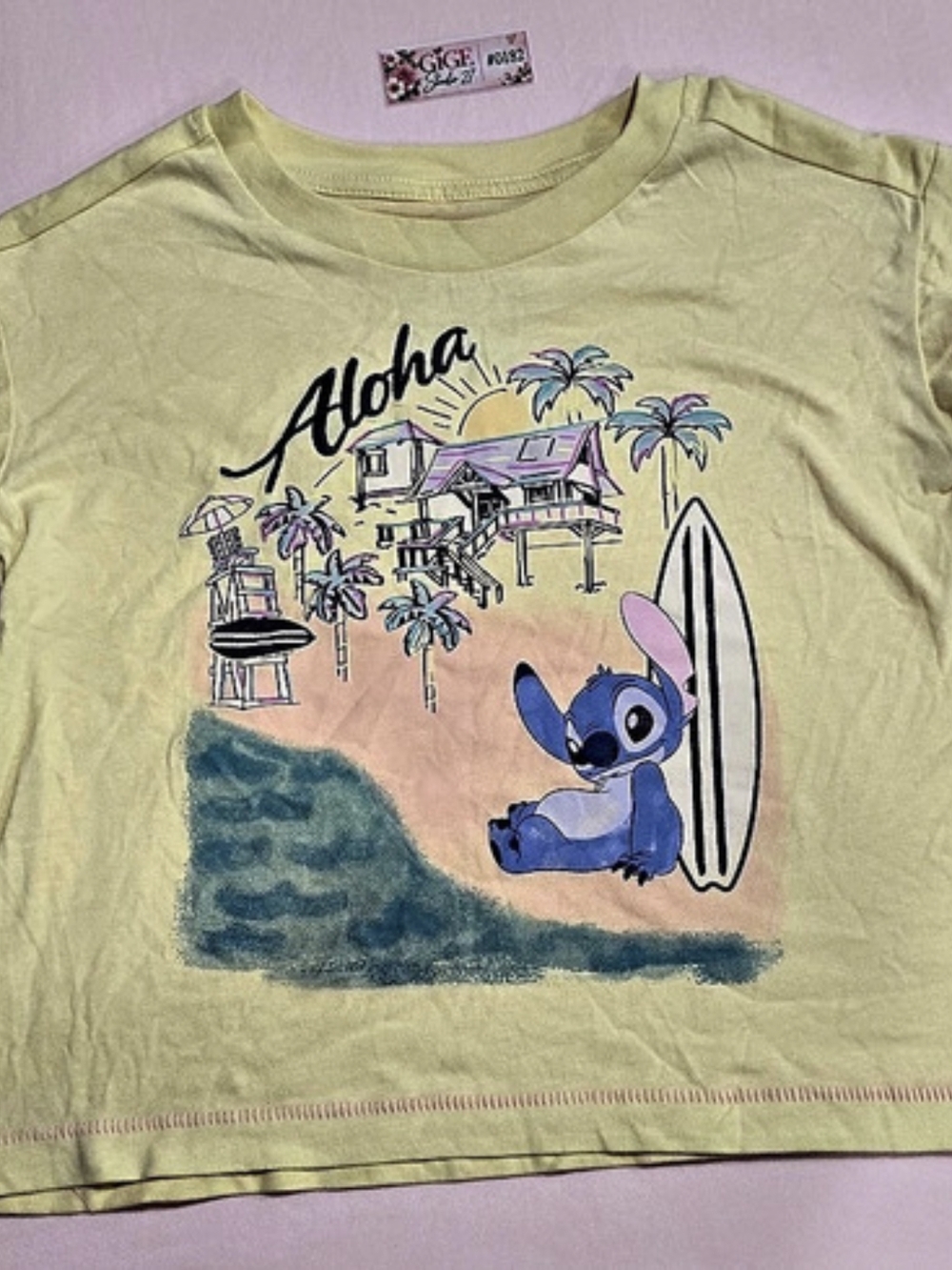 Disney Stitch Aloha graphic tee Graphic Tee Yellow Girls Small NWT